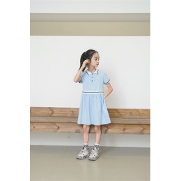 BD-MO-159  Custom-made pure cotton British style one-piece dress Design Polo one-piece dress School uniform design company Real people try on model demonstration BD-MO-159  Custom-made pure cotton British style one-piece dress Design Polo one-piece dress School uniform design company Real people try on model demonstration